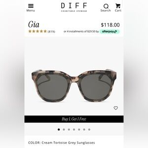 DIFF Eyewear GIA Cream Tortoise Grey Sunglasses